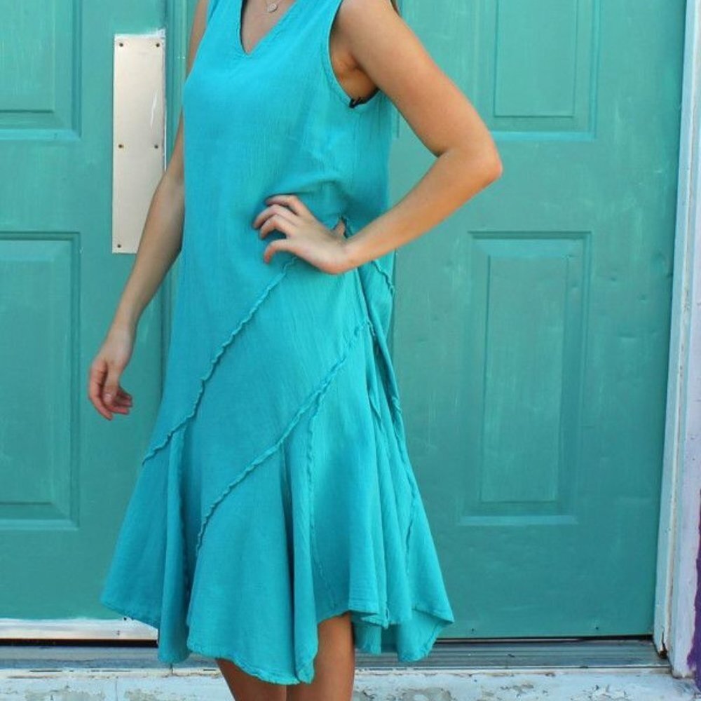 OMG (Oh My Gauze!) Tabasco Dress NWT Gorgeous 100% Cotton SIZE L / XL Color Blue